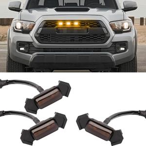 3Pcs LED Grille Lights Waterproof Amber LED Front Grille Lamp for Toyotaa Grille Light 2016-2019 Tacoma TRD Pro Grille with Wiring Harness Fuse Adapter