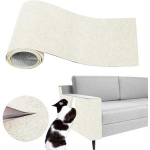 Cat Scratch Couch Furniture Protector, Adhesive Cat Scratch Pad Deterrent for Furniture, DIY Climbing Cat Scratcher Couch Protector from Cat Claws Scratching for Indoor (OffWhite, 39.3x15.8Inch)