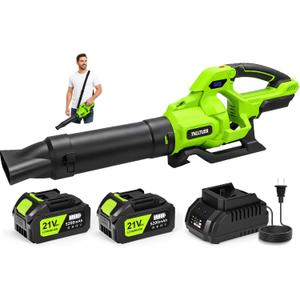 Leaf Blower Cordless, 765CFM 280MPH Electric Leaf Blower with 2x5.2Ah Batteries and Charger, 5-Speed Modes, Adjustable Shoulder Strap, Powerful Battery Blowers for Lawn Care Patio, Blowing Leaves Dust