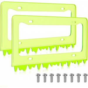 Timtin 1 Sets Fluorescent Green Acrylic License Plate Frame Cover with Screws, Fits Standard 6" x 12" Inches Car Plate, Transparent Universal Car Tag Frame Holder Accessories