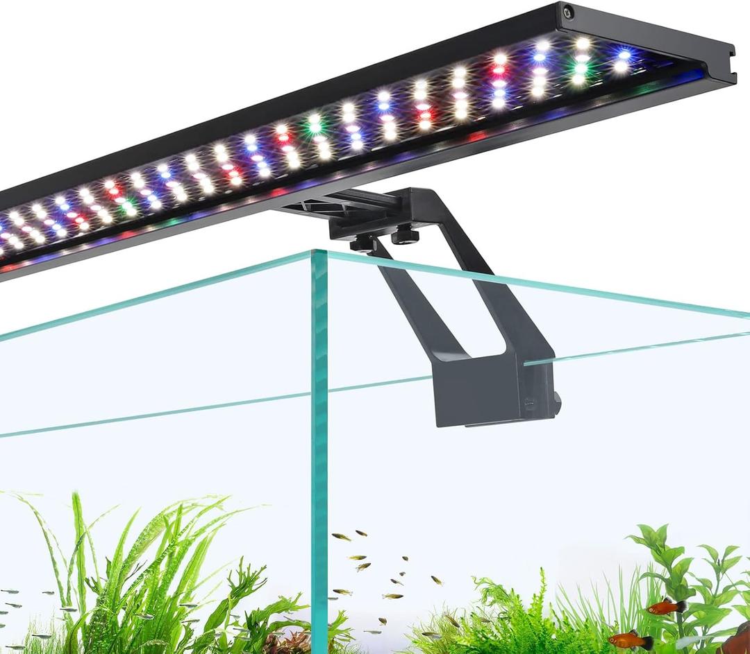 Hygger Clip On Full Spectrum Aquarium LED Light, 18W Day-Night Dual Timer Sunrise-Day-Sunset-Moon Fish Tank Light, Adjustable Timer Brightness with 9 Colors for Planted Tank