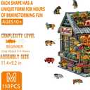 Wooden Puzzles for Adults - Farmers Market Wooden Puzzle, Unique Shape Wood Jigsaw Puzzle for Adults, Wood Puzzles Adult, Gifts for Family, Wall Art Home Decor (150pcs 11.4 * 9.2in M)