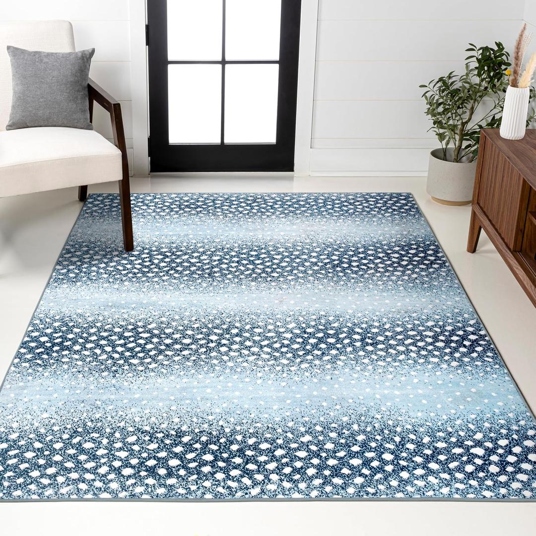 JONATHAN Y Antelope Modern Blue/Cream Indoor Area Rug, 4x6, Animal Prints, Casual, Easy-Cleaning for Living Room, Bedroom, Kitchen, Pet Friendly, Non-Shedding (SAF100D-4)