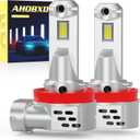 AHOBXD H11 LED Bulb, H8 H9 H16 Bulbs Upgraded 900% Brightness Super Bright with Fan Cooling 60000LM 1:1 Halogen Mini Size 80000Hrs Lifespans Fog Lights Pack of 2