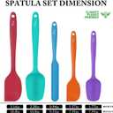 HOTEC Heat Resistant 600 Food Grade Silicone Rubber Spatula Set for Baking, Cooking, and Mixing Non Stick Dishwasher Safe BPA-Free Multicolor Set of 5