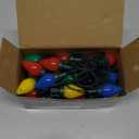 C7 35 LED Battery Operated Christmas Lights,Battery Powered Multicolor Waterproofing Bulbs,13FT 8 Modes with Auto On/Off Time for Xmas Tree Garden Patio Indoor Outdoor Christmas Decorations