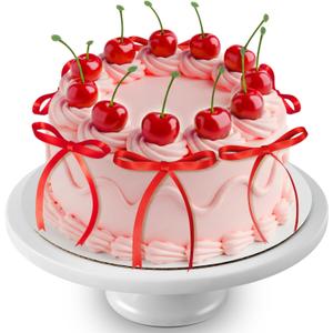 Chunful 24 Pcs Red Cherry Cake Decorations with Red Bows Fake Cherry Cake Toppers Artificial Fruit for Dessert Decor for Birthday, Wedding, Bridal Shower, Baby Shower, Anniversary Party