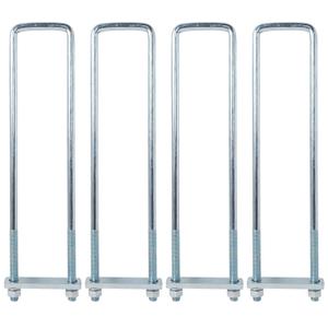BGTLGIO 4Pack 4 X 12" Square Bend U-Bolt Kit, Heavy Duty Steel 5/8 Inch Diameter, 4 Complete Sets with 1-1/8" x 6" Tie Bars for Truck Chassis.