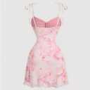 WDIRARA Women's Tie Dye Mini Cami Dress Boho Tie Shoulder Sleeveless Dresses (Medium, Pink)