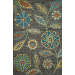 Maples Rugs Reggie Floral Kitchen Rugs Non Skid Accent Area Carpet [Made in USA], Multi, 2'6 x 3'10 (Dark Grey)