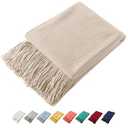 Homiest Decorative Knitted Throw Blanket with Fringe Soft & Cozy Tassel Blanket for Couch Sofa Bed (Baby Blue,50x60)