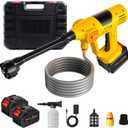 Cordless Pressure Washer, 900 PSI Portable Power Washer with 2 Batteries/ 6-in-1 Nozzle / 10 Speed Adjustment/Remaining Battery Display, The Perfect Complement to Heavy-Duty Corded Pressure Washers (Yellow)