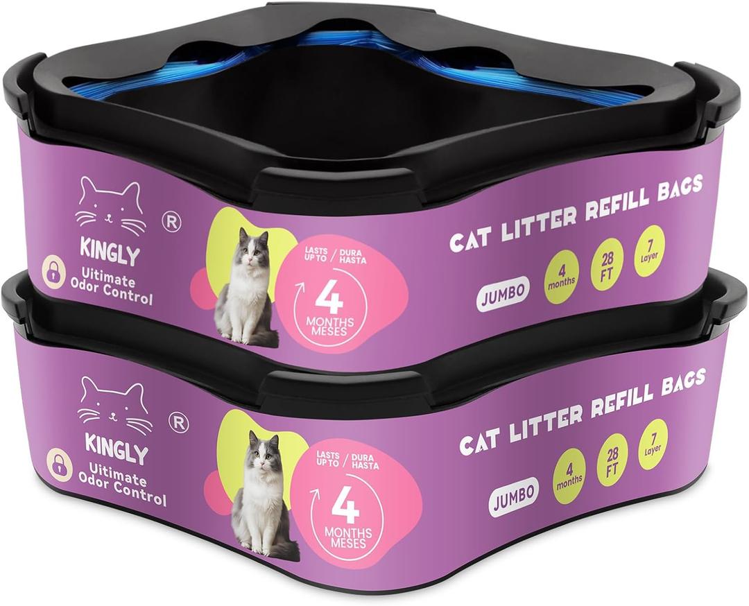 Premium Cat Litter Refill Bags |Jumbo 28FT 2-Pack | Lasts Up to 4 Months | 2 Cartridges for Superior Odor Control (Black)
