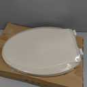 Toilet Seat Elongated Almond, 18.5 x 14.2 Inch, Slow Close, Bottom-Mount Design, Fits 2-Piece Toilets, Durable & Easy to Install, PP Material Safe and Durable