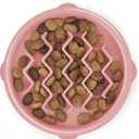 Outward Hound Fun Feeder Slo Bowl – Small 3/4-Cup Capacity, Slow Feeding, Small Dogs, Puppies & Cats, Non-Slip, Pink, Wave Pattern