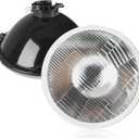 With Bulb 7 Inch Round Led Glass Headlight Lens Housing, Housing LED Halogen Chrome Glass Lens Headlights Conversion Kit for H4 HB2 9003 Bulbs H6024 Sealed Beam Round Headlight 1Pcs (with Bulb)