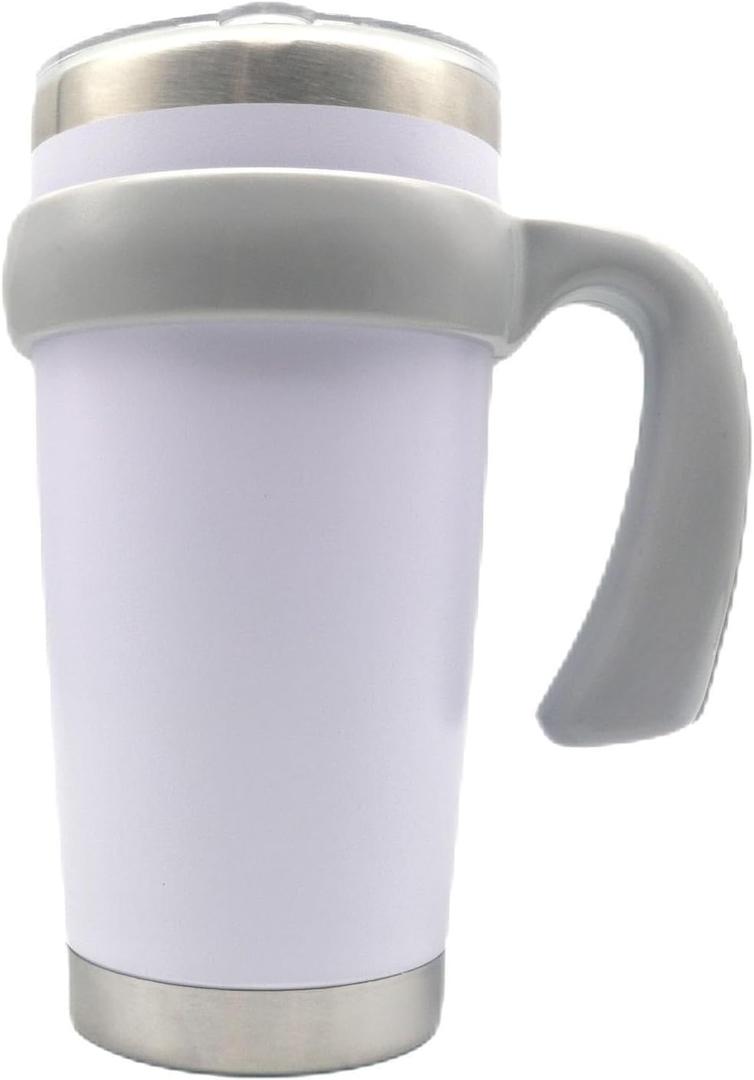20 oz Tumbler Handle, Anti-Slip Travel Mug Grip Cup Holder for Vacuum Insulated Tumblers, Suitable for Trail, Sic, Yeti Rambler, Ozark and More 20 Ounce Tumbler Mugs Attachment (Grey) 