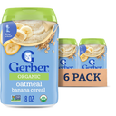Gerber Organic 2Nd Foods Sitter Banana Oatmeal Baby Food Cereal, 8 Ounce (Pack of 6) Best Before Oct 31, 2026