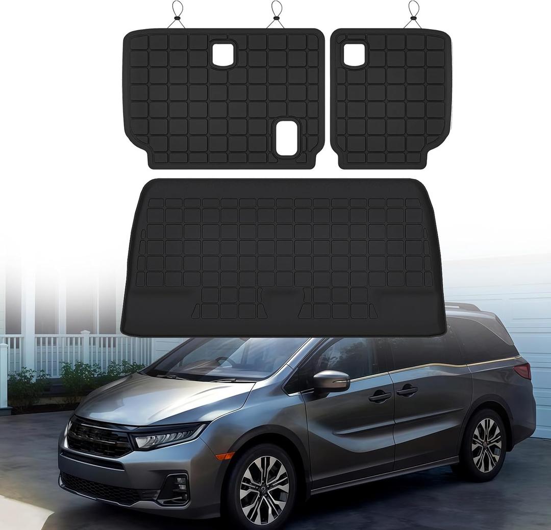 Cargo Mat for 2011-2025 2026 Honda Odyssey & Backrest Mat,TPE All Weather Protection Car Trunk mat Covering The Backrest Accessories - Black