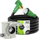 RVMATE 50 Amp Generator Cord 15FT and Pre-Drilled 50Amp Power Inlet Box Kit, 125/250Volts, NEMA 14-50P to SS2-50R Power Cord, ETL Listed, NEMA SS2-50P Inlet Box Waterproof