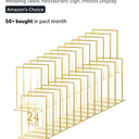 Hoteam 24 Pack 5 x 7 Clear Acrylic Sign Holder with Gold Borders, Gold Picture Frame, Double Sided Wedding Table Number, Acrylic Menu Stands for Wedding Table, Restaurant Sign, Photos Display