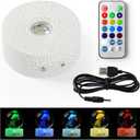 Light Base for Glass Art- Crack Lighting with Touch-Controlled,Remote Control,Color Changes,Multi-Function and Groove Design,Display Stand Base Light for Display,Crystal Ball,Glass art(2.67in X 1.1in)