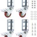 QWORK 3" Caster Wheels for Boltless Shelving 500 lb Load Capacity, 4 Pack Storage Shelf Accessories for Garage, Storage, Workshop, 8-11/16" Total Height, 2-1/16" Side Length