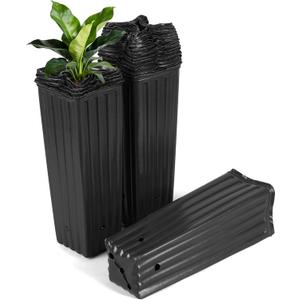 12 Inch Tall Tree Nursery Pots for Plants, 50 Pack Plastic Deep Tree Plant Pot with Drainage Holes, Seedling Flower Treepots for Indoor Outdoor