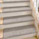 Domnesto Rounded Bullnose Carpet Stair Treads - 15 Pack, 30" | Thick Cushioned Peel & Stick Self-Adhesive Backing Textured Cut & Loop Surface Soft Plush Tape-Free Pet Friendly