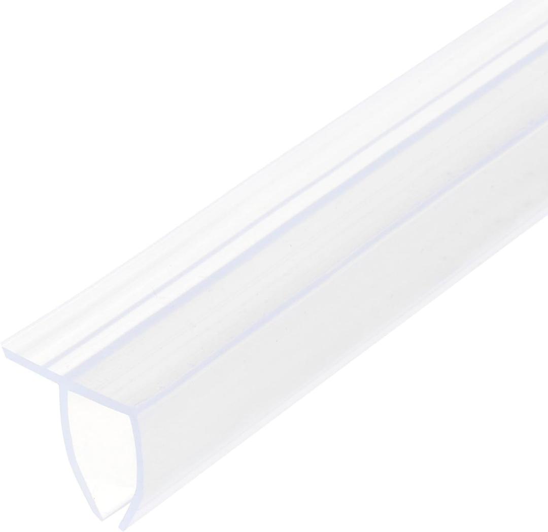 uxcell Shower Door Side Seal, F-Type Shower Door Sweep for 1/4" Glass 86.5" Long Silicone Frameless Glass Door Seal Strip, Stop Shower Leaks, Clear