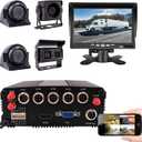 JOINLGO 4 Channel WiFi GPS 4G LTE Cellular 1080P Vehicle Bus CCTV DVR Video Recorder Kit Remote View on APP/Web 4 Side Front Rear View IP68 Backup Cameras for Truck RV Bus Van Fleet (kit with 7inch Screen)