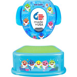 Pinkfong Baby Shark 2 Piece Essential Potty Training Set - Soft Cushion, Baby Potty Training, Safe, Easy to Clean, Step Stool
