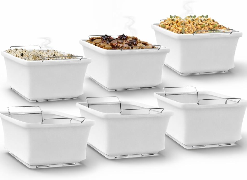 Chafing Dish Wind Guard (Pack of 6)  Slip-On, Machine Washable Chafer Stand Cover for Full-Size Wire Chafing Racks  Wind Blocking for Chafing Fuel, Buffet & Catering, Indoor/Outdoor