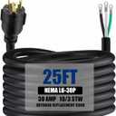 Kanayu 25 ft 10 Awg 3 Prong Replacement Power Cord Compatible with Nema L6-30p, 30 Amp 250v Welder Extension Cord with Open End for Welder Garage Heater Air Compressor, Etl Listed