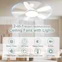 32" Socket Fan Light, 3000 Lumens Small Ceiling Fans with Lights and Remote, E26/E27 Light Bulb Fan with Reversible Motor, Dimmable 3000K-6500K Light Socket Fan for Bedroom Kitchen Garage