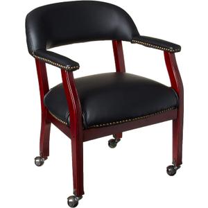 Boss Captains Chair In Black Vinyl W/ Casters