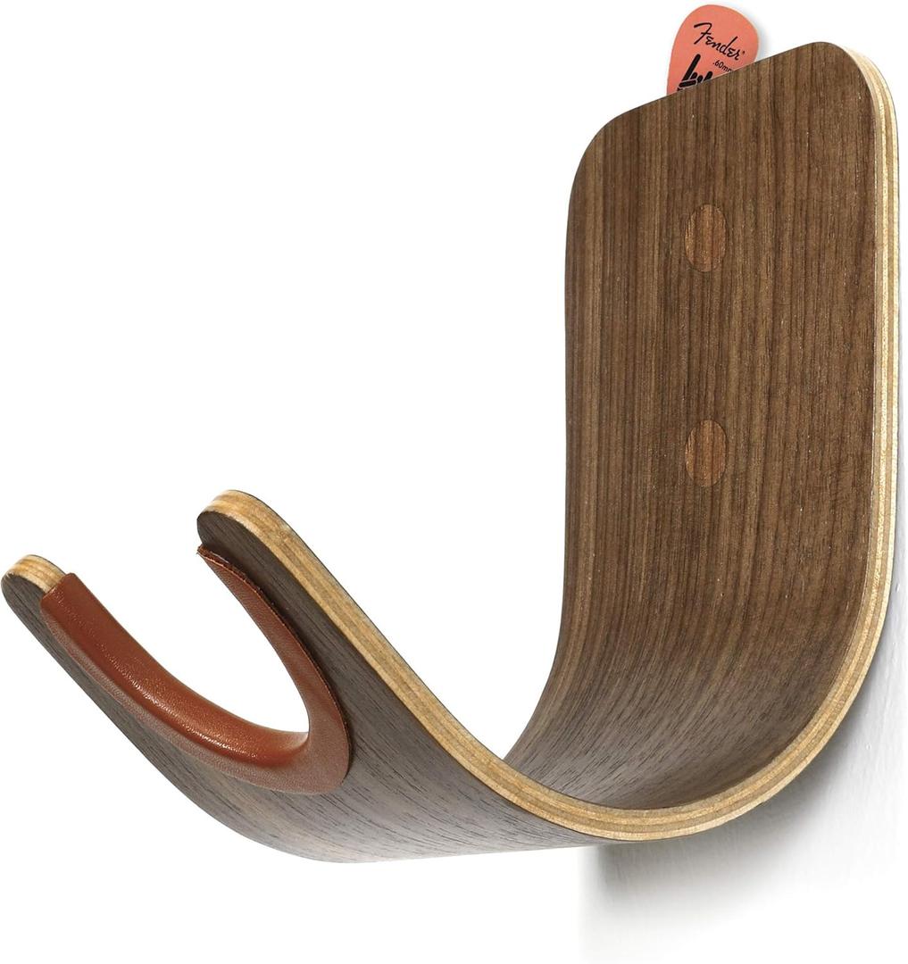 Plywood Guitar Wall Mount Holder with Pick Slot on top, Modern and Unique Design Guitar Hanger for Bass Acoustic Electric Guitars Ukulele Folk Violin Mandolin Banjo Skateboard Stand (Brown)