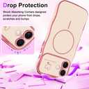 Fiyart Designed for iPhone 17 Case 2025, Cute Wave Frame Curly Shape Love Hearts Plating for Women Girls Camera Protection Compatible with MagSafe Magnetic Shockproof Bumper 6.3"-Pink