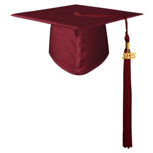 Unisex Adult Matte Graduation Cap with Tassel Year Charm Color: Maroon