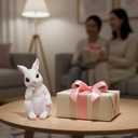 Easter Bunny Statue, Spring Tabletop Decoration, Cute Rabbit Figurine for Indoor Outdoor Easter Decor (Bunny Thinking)