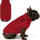 KYEESE Dog Sweater Soft Pullover Dog Sweaters for Small Dogs Girl Warm Turtleneck Small Dogs Sweater Stretchy Knitwear Cat Clothes with Gingham Patchwork Comfy Pet Coat for Fall Winter Cold Weather (Large13-19lbs, 2# Red)