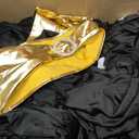 Preboun 50 Pack Folding Chair Cover Set with 25 Spandex Chair Slipcovers 25 Sequin Chair Sashes Bow Washable Chair Protector Chair Cover for Party Wedding Banquet Event (Black and Gold)