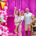 4 x Hawaiian Luau Tropical Party Decorations, Thicken Hot Pink Tinsel Backdrop Curtains Streamers 2 Pack 3.3x6.6 FT, 39.4"W x 78.7"L