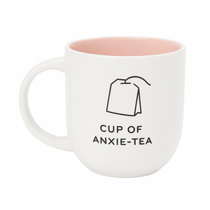 Cup "CUP OF ANXIE-TEA" ,  White and Pink