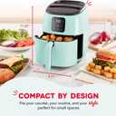 Dash Tasti-Crisp Digital Air Fryer 2.6 Quart Small Compact Mini Air Fryer for French Fries, Nuggets & More, 1-2 People, Auto Shut Off, Adjustable Temp, Dishwasher Safe Parts - Aqua