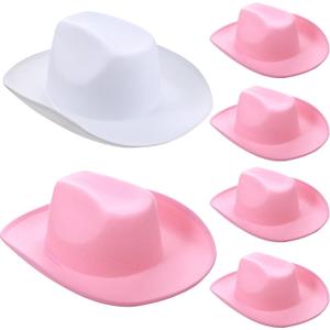 Hicarer 6pcs Pink Cowgirl Hats Bride Western Cowboy Hat for Girls or Women for Bachelorette Party, Wedding and Birthday