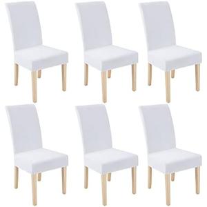 Smiry Velvet Stretch Chair Covers for Dining Room Set of 6, Soft Fit Removable Washable Kitchen Parsons Chair Slipcover Protector, Raw White