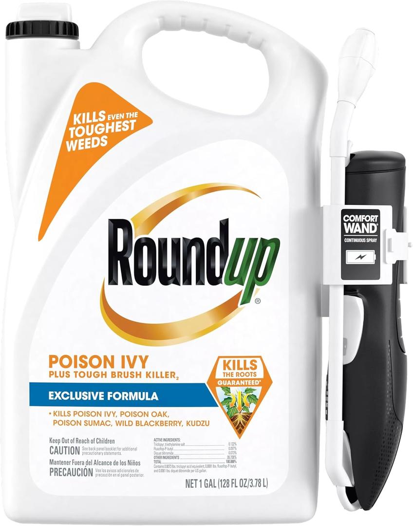 Roundup Poison Ivy Plus Tough Brush Killer with Comfort Wand, Visible Results in Hours, 1 gal.