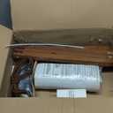 ELYONA Mid Century Floor Lamp with 3 Color Temperatures LED Bulb, Modern Wood Tripod Table Reading Standing Light, Wooden Shelf Floor Lamp for Farmhouse Living Room Bedroom Office Linen Shade Brown