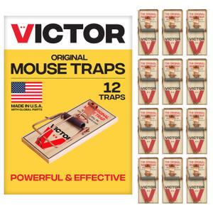 Victor M150-12 Metal Pedal Snap Mouse Traps - 6Pack FSC Certified Wood, Indoor Mice Control Pest Elimination, Reusable Wooden Snap Traps for Home Rodent Killer Control
